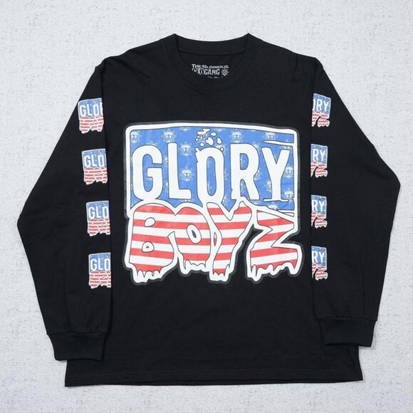 Glo Gang Boyz Worldwide Tee Lettering Long Sleeve T Shirt - Picture 1 of 7